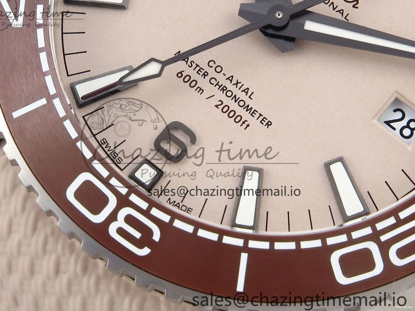 0204 Planet Ocean 43.5mm SS VSF 1:1 Best Edition Brown Bezel Sand Dial on Sand Rubber Strap A8900 Super Clone Neat 7710